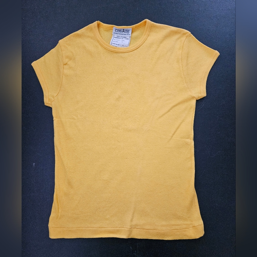 Vintage - "Collage" Brand Cotton Yellow Tee - NWOT - Made in Korea
